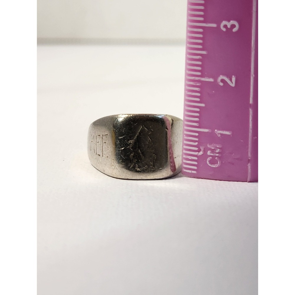 1970's VTG 10K Solid White Gold Signet Ring 9.69g Sz9.25 Navy Vet CPD Estate - Picture 15 of 16